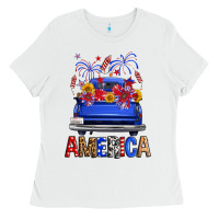 White western fourth of july america truck Ladies Tee - FaDigitalArtStudio