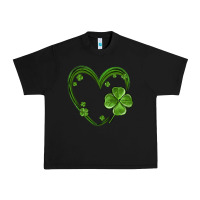 Black st patricks day shamrock heart Urban Heavy Tee - MaliasSmallBusiness