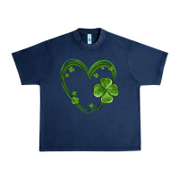 Navy st patricks day shamrock heart Urban Heavy Tee - MaliasSmallBusiness