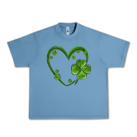 Pebble Blue st patricks day shamrock heart Urban Heavy Tee - MaliasSmallBusiness
