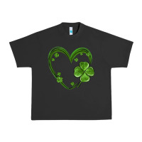 Pigment Black st patricks day shamrock heart Urban Heavy Tee - MaliasSmallBusiness