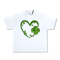 White st patricks day shamrock heart Urban Heavy Tee - MaliasSmallBusiness