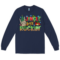 Navy jingle bell rockin' Long Sleeve Tee - MaliasSmallBusiness