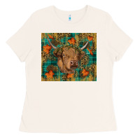 Bone Western Fall Cow Ladies Tee - RanaPortraitStore