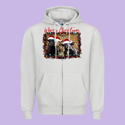 Merry Christmas Cows Zipper Hoodie Designed By Bettercallsaul