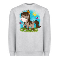 Heather Grey little cute horse Heavyweight Sweatshirt - NancyCooperArtShop