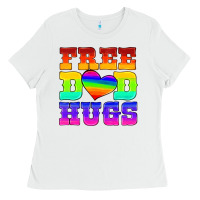 White lgbtq free dad hugs Ladies Tee - HRA Design Shop