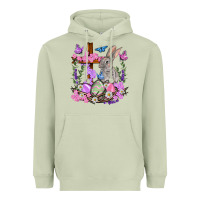 Matcha Easter eggs and Bunny with Cross Easter Day Heavyweight Hoodie - HowdyJamesFarm