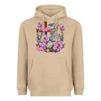 Mushroom Easter eggs and Bunny with Cross Easter Day Heavyweight Hoodie - HowdyJamesFarm