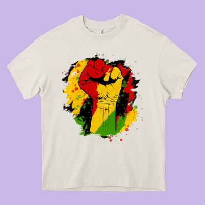 Juneteenth Fist Heavy Core Tee Designed By Hra Design Shop
