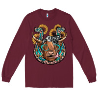 Burgundy highland cow horseshoe Long Sleeve Tee - JahusDesignShop