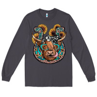Smoke highland cow horseshoe Long Sleeve Tee - JahusDesignShop