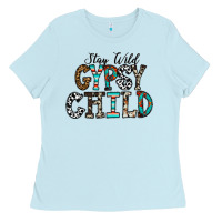 Baby Blue stay wild gypsy child Ladies Tee - CowhideDigitalArt