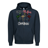 Navy Merry Flocking Christmas Zipper Hoodie - Bettercallsaul