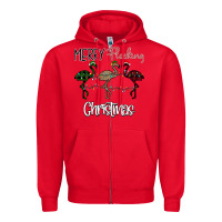 Red Merry Flocking Christmas Zipper Hoodie - Bettercallsaul