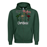 Sports Green Merry Flocking Christmas Zipper Hoodie - Bettercallsaul
