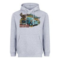 Heather Grey Truck USA country road take me home 4th of july Heavyweight Hoodie - HowdyJamesFarm