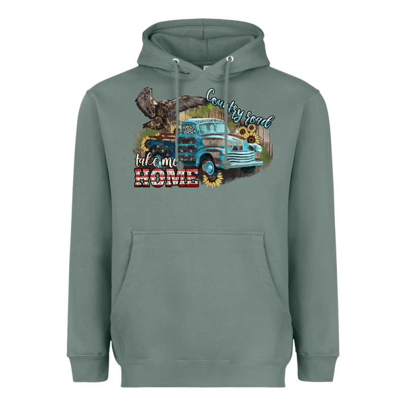 Truck Usa Country Road Take Me Home 4th Of July Heavyweight Hoodie by HowdyJamesFarm | Teevron