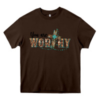 Chocolate Brown you are worthy cross Heavy Core Tee - BarkalooDesign