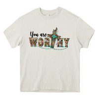 Cream you are worthy cross Heavy Core Tee - BarkalooDesign