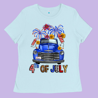 Western Fourth Of July Truck Ladies Tee Designed By Fadigitalartstudio