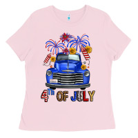 Bubblegum Pink western fourth of july truck Ladies Tee - FaDigitalArtStudio
