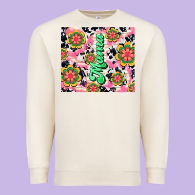 Mama With Hippie Daisies Premium Sweatshirt Designed By Tumblerdesignbyshophia