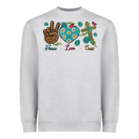 Heather Grey peace love cross Heavyweight Sweatshirt - NancyCooperArtShop
