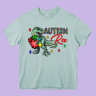 Autism Rex Heavy Core Tee Designed By Cowhidedigitalart