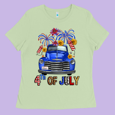 Western Fourth Of July Truck Ladies Tee Designed By Fadigitalartstudio