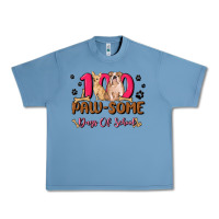 Pebble Blue 100 paw some days of school Urban Heavy Tee - MaliasSmallBusiness