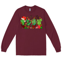 Burgundy christmas cactus Long Sleeve Tee - MaliasSmallBusiness