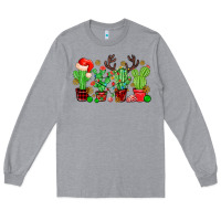 Heather Grey christmas cactus Long Sleeve Tee - MaliasSmallBusiness