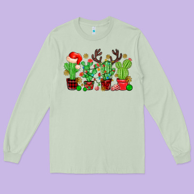 Christmas Cactus Long Sleeve Tee Designed By Maliassmallbusiness