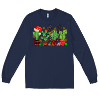 Navy christmas cactus Long Sleeve Tee - MaliasSmallBusiness