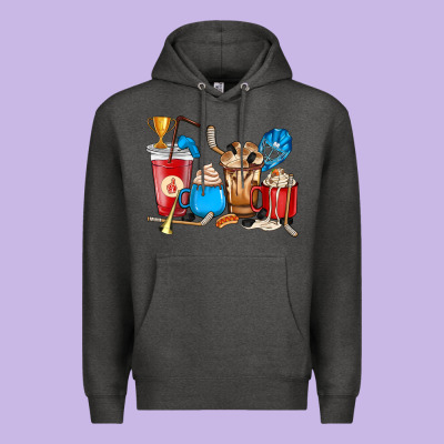 Hockey Coffee Cups Premium Hoodie Designed By Howdyjamesfarm