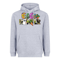 Heather Grey Egg hunter Easter Day Heavyweight Hoodie - HowdyJamesFarm