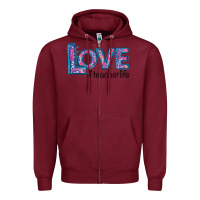 Burgundy Love Teacher Life Zipper Hoodie - Bettercallsaul