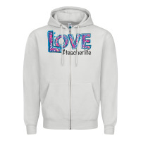 Dove Grey Love Teacher Life Zipper Hoodie - Bettercallsaul