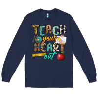 Navy teach your heart out Long Sleeve Tee - NancyCooperArtShop
