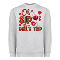 Heather Grey oh sip its a girls trip Heavyweight Sweatshirt - NancyCooperArtShop