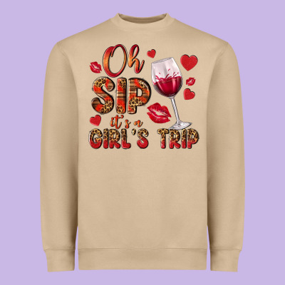 Oh Sip Its A Girls Trip Heavyweight Sweatshirt Designed By Nancycooperartshop
