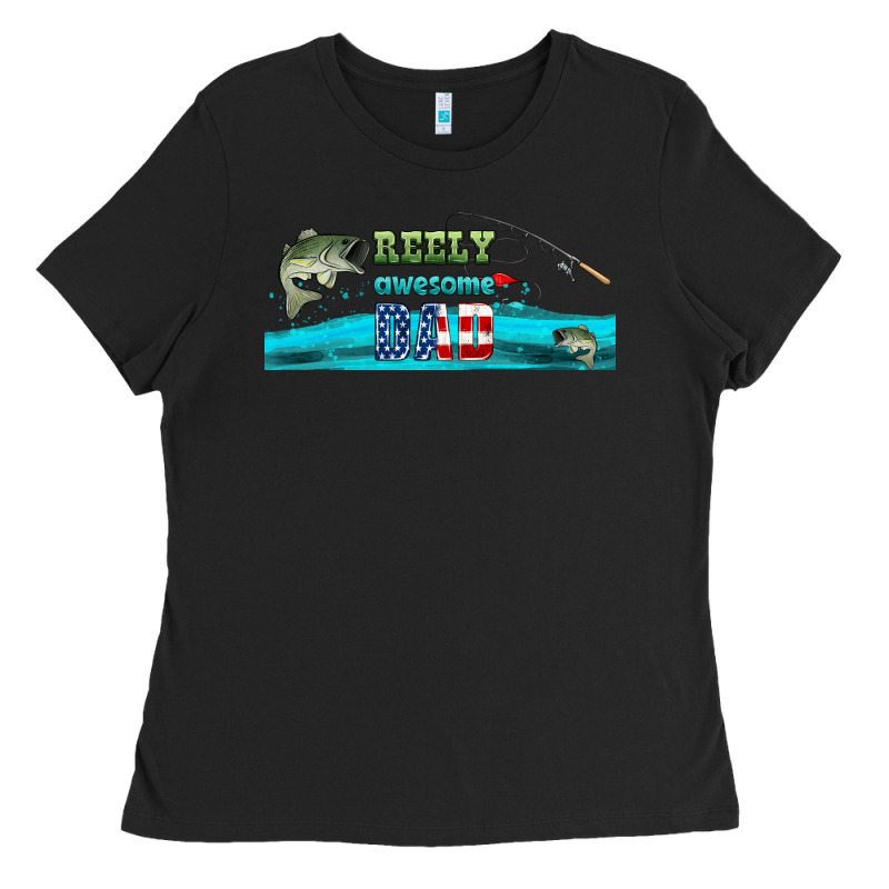 Reely Awesome Dad  Libbey Glass Ladies Tee by HRA Design Shop | Teevron