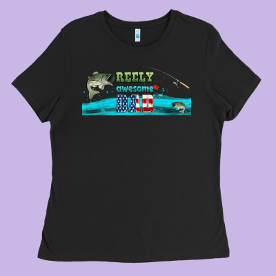 Reely Awesome Dad  Libbey Glass Ladies Tee Designed By Hra Design Shop