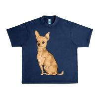 Navy chihuahua Urban Heavy Tee - MaliasSmallBusiness