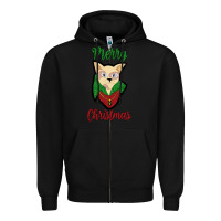 Black Merry Christmas Cat Zipper Hoodie - Bettercallsaul