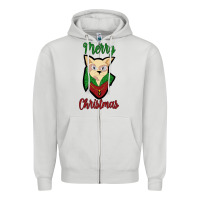 Dove Grey Merry Christmas Cat Zipper Hoodie - Bettercallsaul
