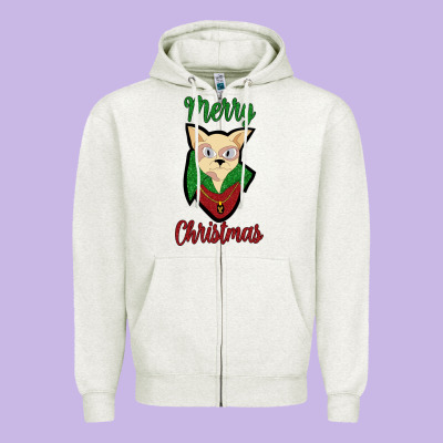 Merry Christmas Cat Zipper Hoodie Designed By Bettercallsaul