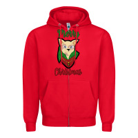 Red Merry Christmas Cat Zipper Hoodie - Bettercallsaul