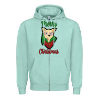Seafoam Merry Christmas Cat Zipper Hoodie - Bettercallsaul